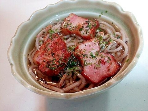 厚切りベーコンのお蕎麦